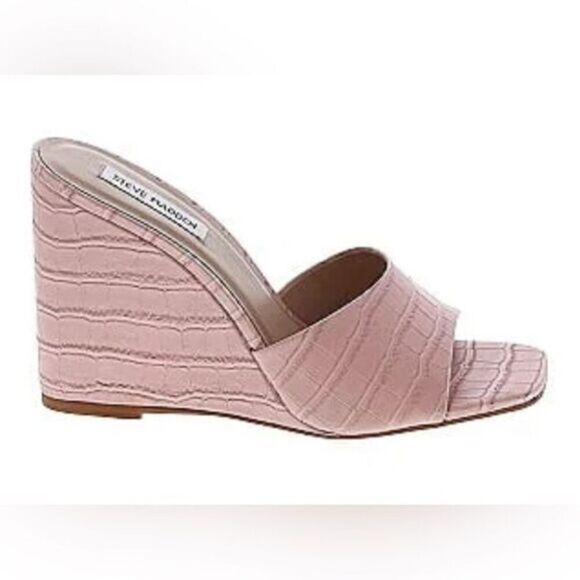NWOB Steve Madden Women’s Veles Pink Croc Embossed Wedge 4” Heel - Size - Picture 1 of 8